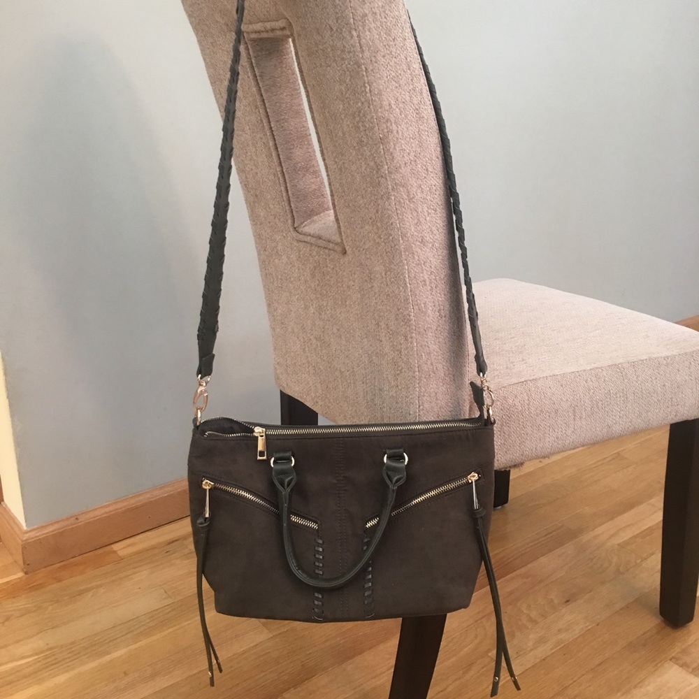 Olive Green suede cross body medium sized